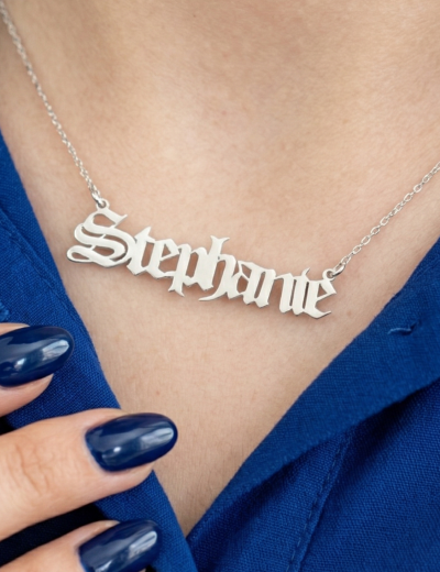 İsimli Altın Kişiye Özel Gotik Font Kolye -14 Ayar resmi