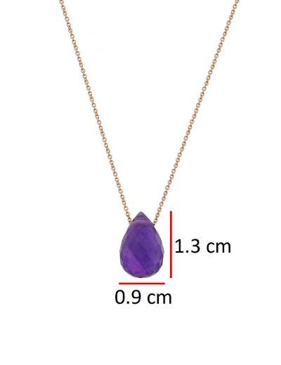 Doğal Ametist Taşlı Damla Kolye resmi