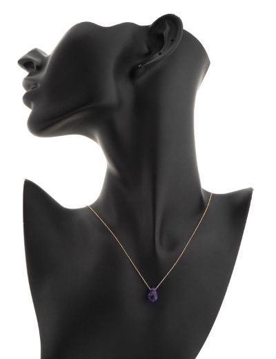 Doğal Ametist Taşlı Damla Kolye resmi