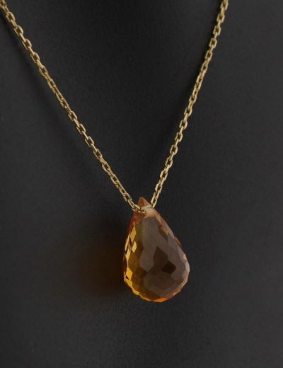 Doğal Citrin Taşlı Damla Kolye resmi