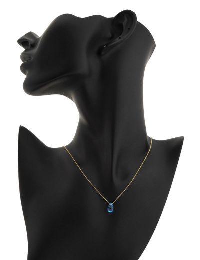 Doğal Blue Topaz Damla Kolye  resmi