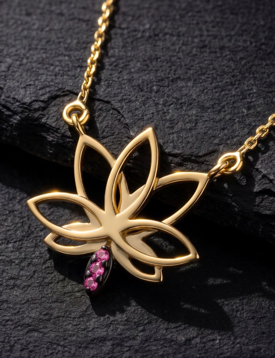 Yakut Lotus Çiçeği Kolye resmi