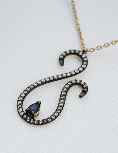 Doğal Safir Pırlanta Kuğu Kolye resmi