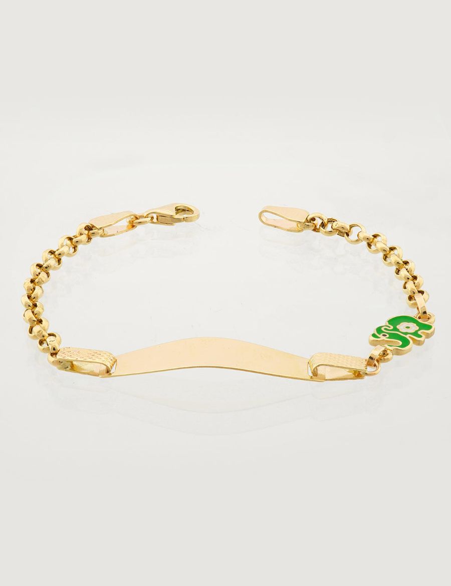 Yeşil Fil Altın Çocuk Künye Bileklik resmi