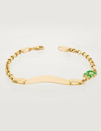 Yeşil Fil Altın Çocuk Künye Bileklik resmi