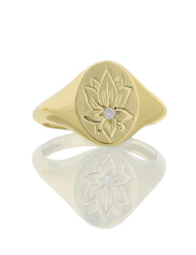 Pırlanta Lotus Çiçeği Altın Yüzük resmi
