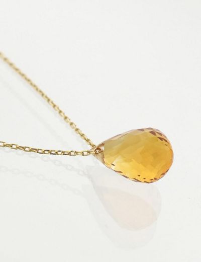 Doğal Citrin Taşlı Damla Kolye resmi