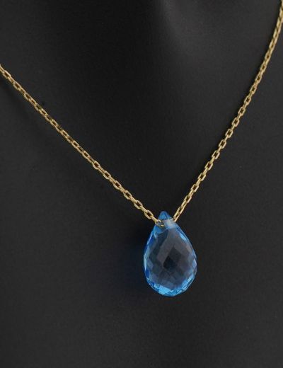 Doğal Blue Topaz Damla Kolye  resmi