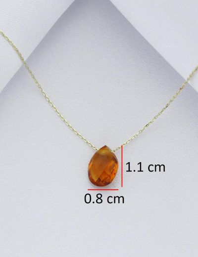 Doğal Citrin Taşı Damla Kolye resmi