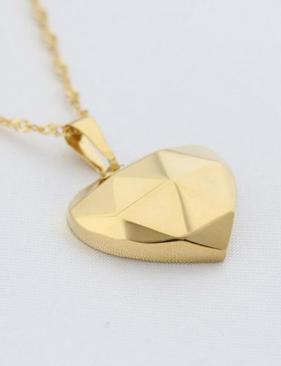 22 Ayar Altın Geometrik Kalp Kolye resmi