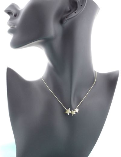 14 Ayar Altın Üç Yıldız Kolye resmi