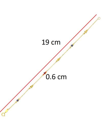 14 Ayar Altın Tasarım Zincir Yıldız Bileklik resmi