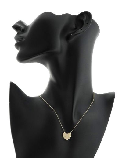 Altın Plaka Kalp Kolye-14 Ayar resmi