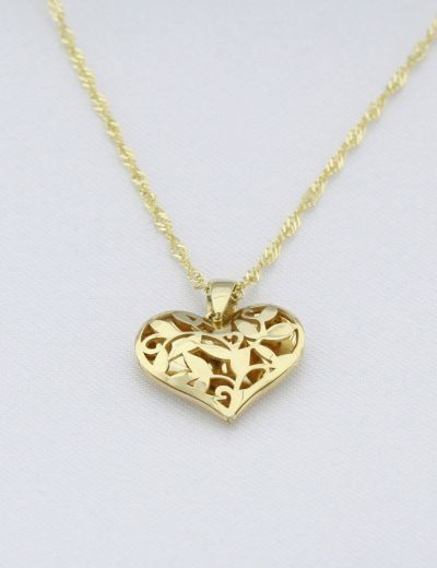 14 Ayar Altın Tasarım Kalp Kolye resmi