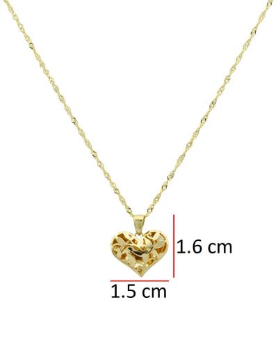 14 Ayar Altın Tasarım Kalp Kolye resmi