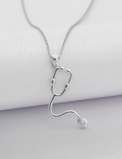 Pırlanta Steteskop Kolye resmi