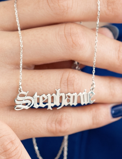 İsimli Altın Kişiye Özel Gotik Font Kolye -14 Ayar resmi