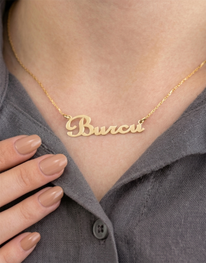 Kişiye Özel Altın İsimli Kolye-14 Ayar resmi