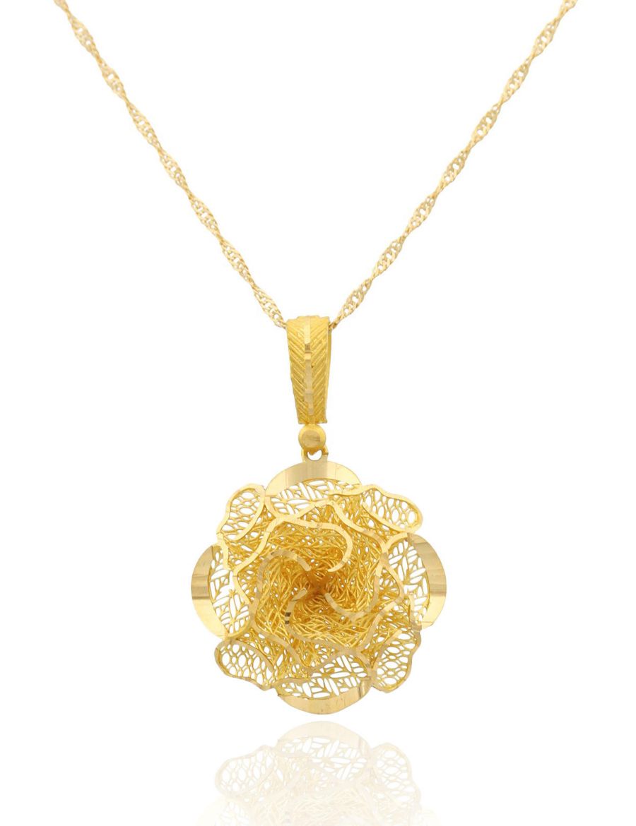 22 Ayar Tasarım Çiçek Kolye resmi