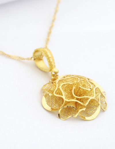 22 Ayar Tasarım Çiçek Kolye resmi