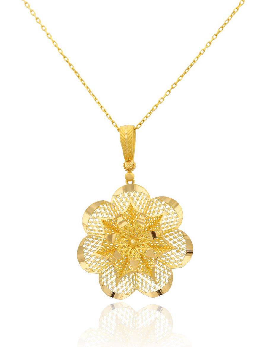 22 Ayar Tasarım Çiçek Kolye resmi