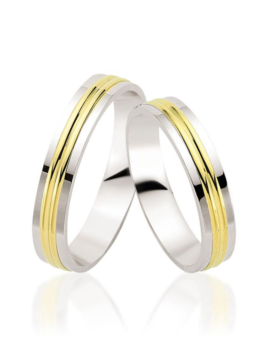 14 Ayar Altın Tasarım Çift Alyans- Nişan Yüzüğü resmi
