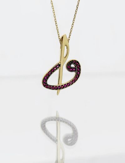 Yakut Vav Elif Kolye resmi