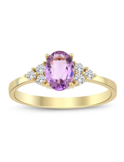 Pırlanta Oval Ametist Tektaş Yüzük resmi