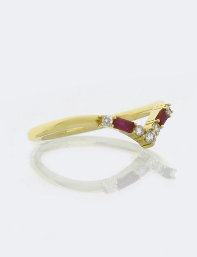 Pırlanta - Yakut Tasarım Eklem Yüzük resmi