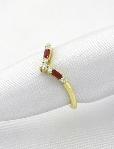 Pırlanta - Yakut Tasarım Eklem Yüzük resmi