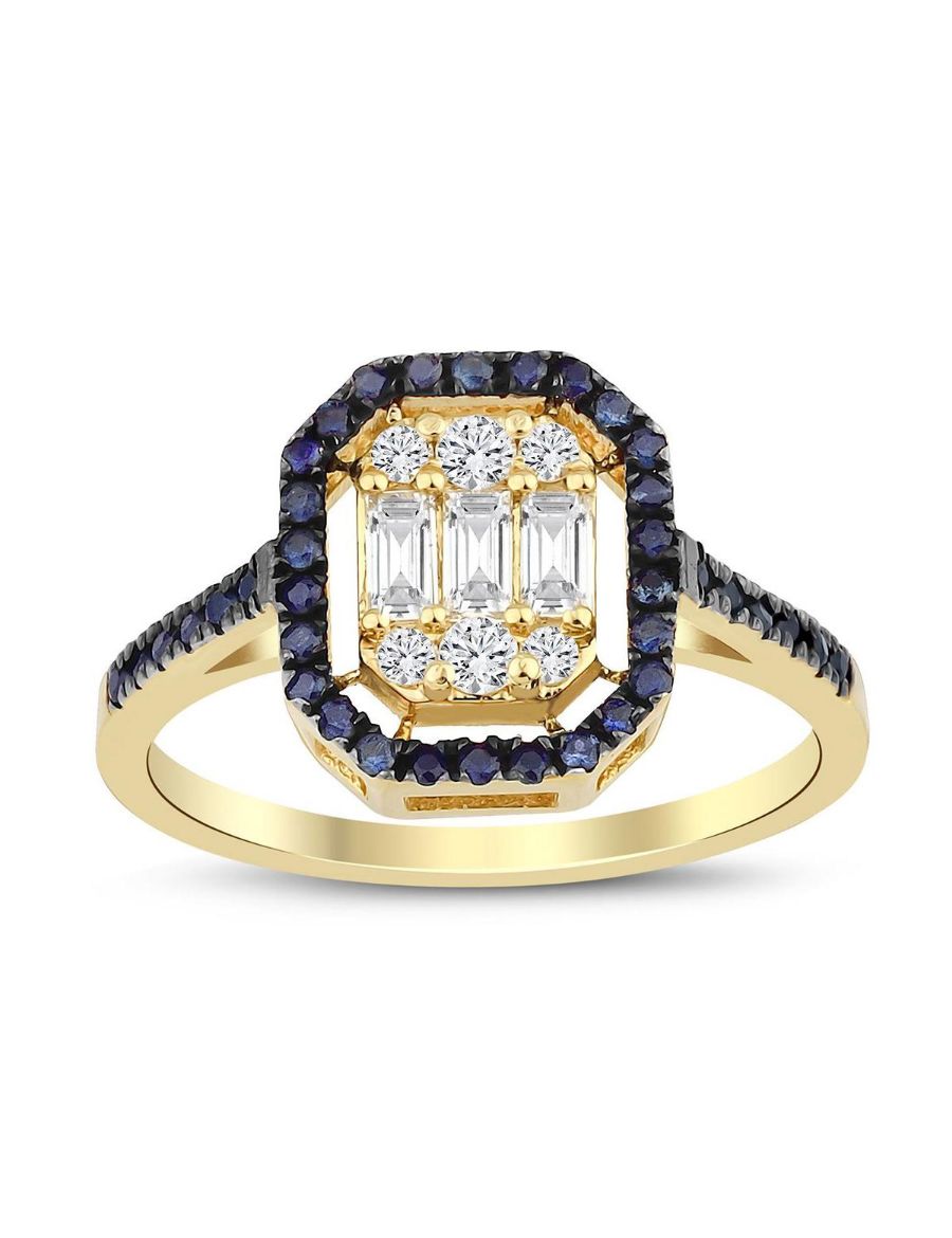 Baget Pırlanta Safir Yüzük resmi