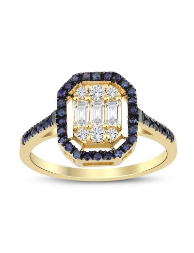 Baget Pırlanta Safir Yüzük resmi