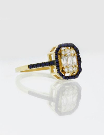 Baget Pırlanta Safir Yüzük resmi