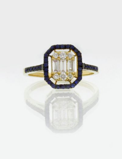 Baget Pırlanta Safir Yüzük resmi