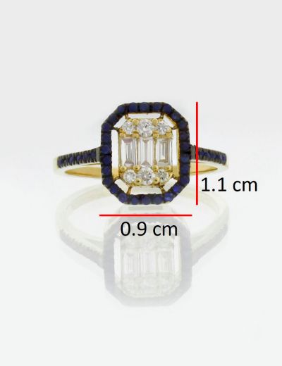 Baget Pırlanta Safir Yüzük resmi