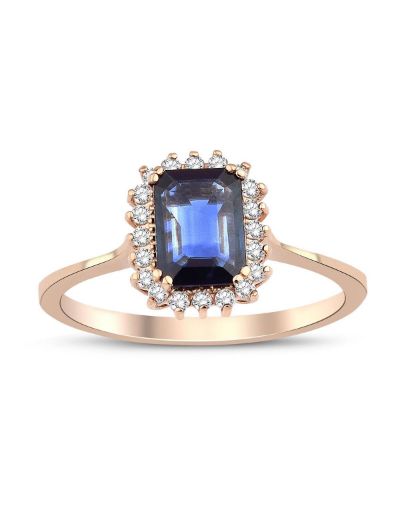 Pırlantalı Anturaj Safir Tektaş Yüzük resmi