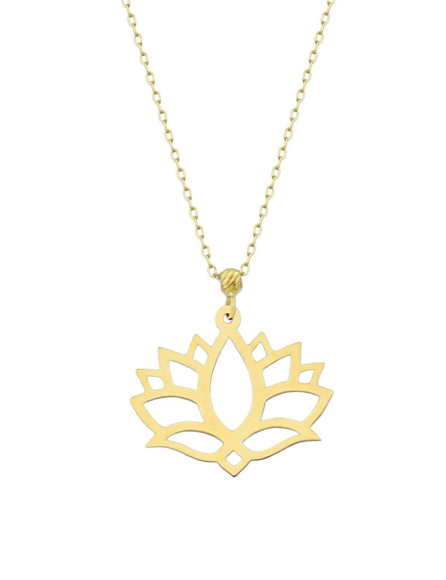 14 Ayar Altın Lotus Çiçeği Kolye  resmi