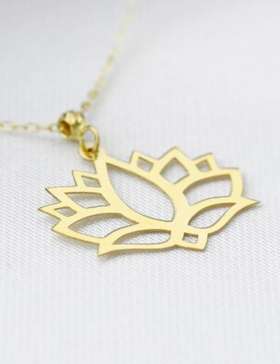 14 Ayar Altın Lotus Çiçeği Kolye resmi