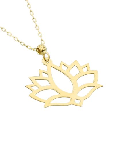 Dorika Toplu Lotus Çiçeği 14 Ayar Altın Kolye resmi