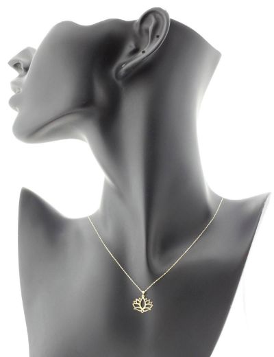 14 Ayar Altın Lotus Çiçeği Kolye resmi