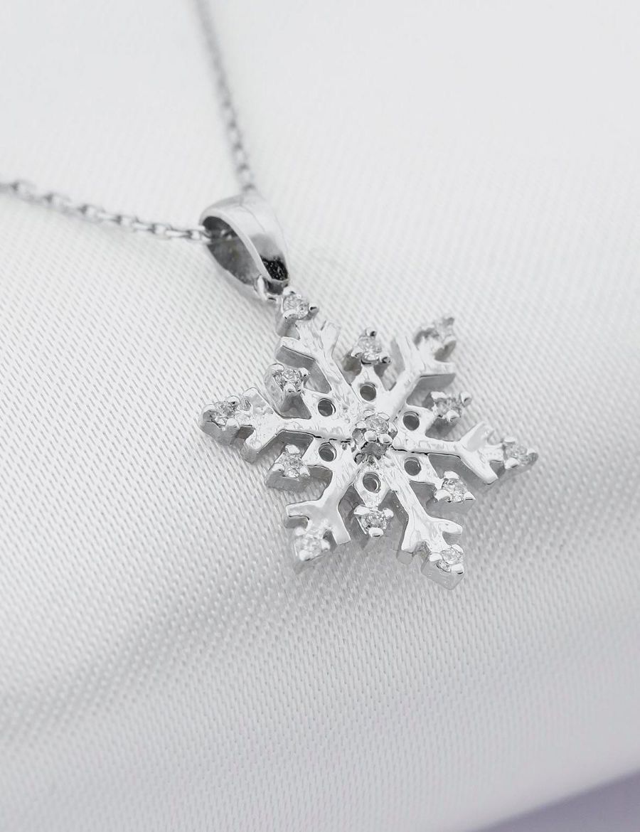 Pırlanta Kar Tanesi Tasarım Kolye resmi