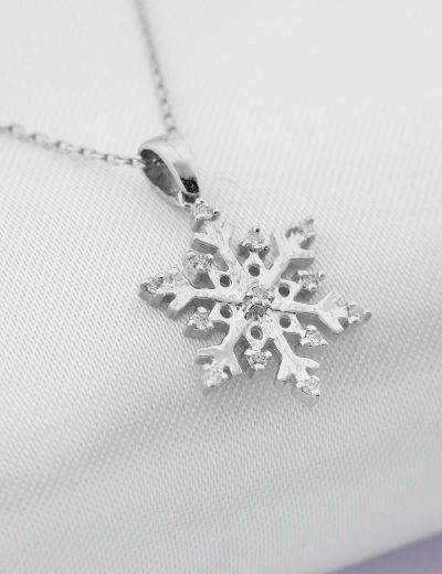 Pırlanta Kar Tanesi Tasarım Kolye resmi