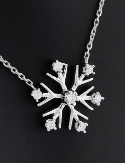 Pırlanta Kar Tanesi Tasarım Kolye resmi