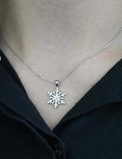 Pırlanta Kar Tanesi Tasarım Kolye resmi