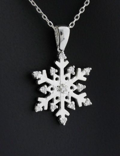 Pırlanta Kar Tanesi Tasarım Kolye resmi