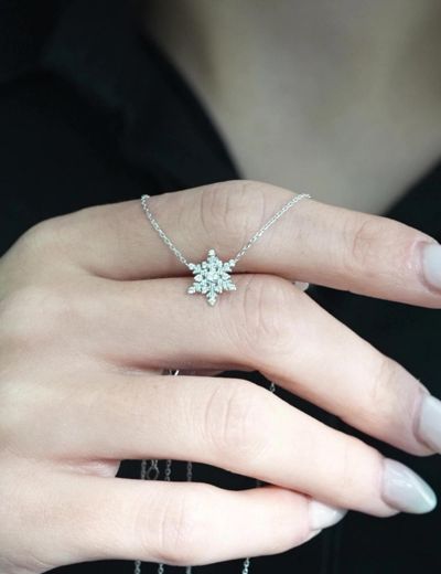 Pırlanta Kar Tanesi Tasarım Kolye resmi