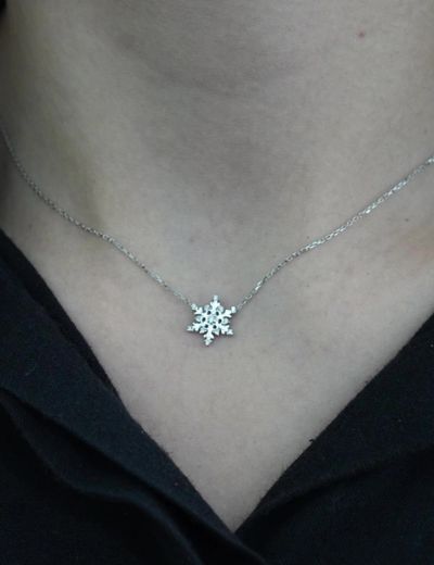 Pırlanta Kar Tanesi Tasarım Kolye resmi