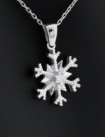 Pırlanta Kar Tanesi Tasarım Kolye resmi