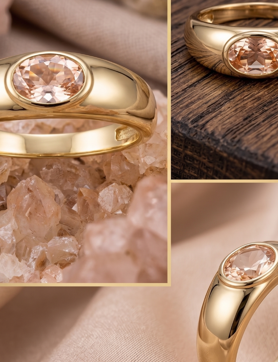 Tasarım Morganite Tektaş Yüzük resmi