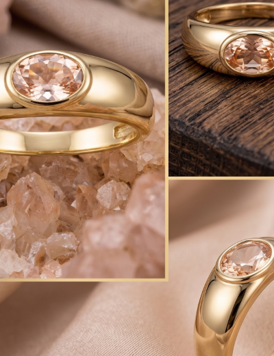 Tasarım Morganite Tektaş Yüzük resmi